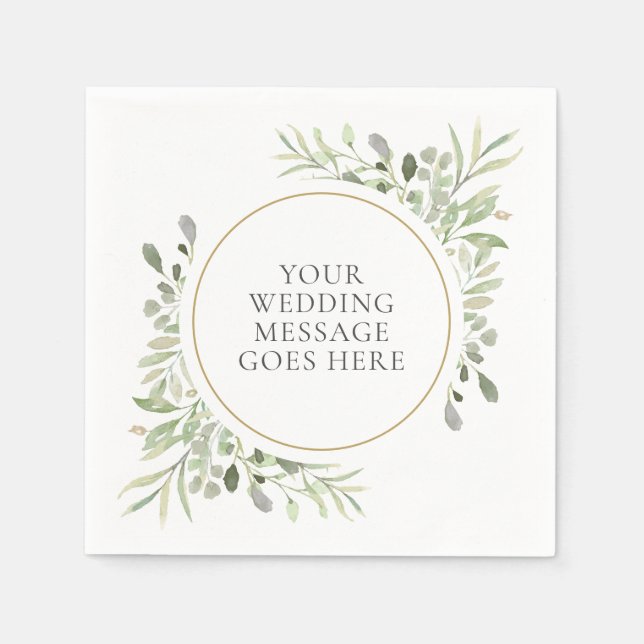 Greenery Soft Eucalyptus Foliage Leaves Wedding Napkin (Front)
