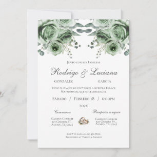 Greenery Spanish Wedding invitation