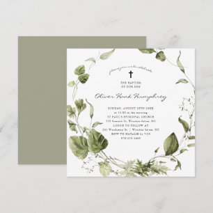 Greenery   Spring Summer Botanical Baptism Invitation