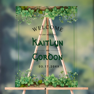 Greenery St. Patricks Day wedding welcome Acrylic Sign