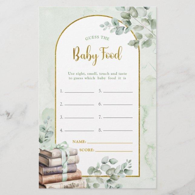 Greenery Storybook Guess The Baby Food Games (Front)