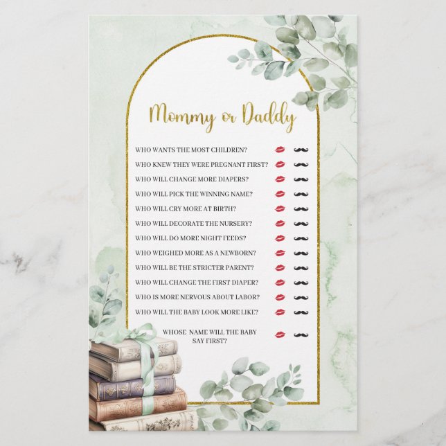 Greenery Storybook Mummy or Daddy Games (Front)