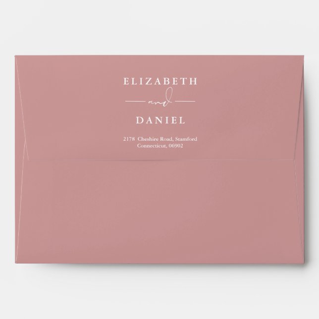 Greenery String Lights Dusty Rose Return Address Envelope (Back (Top Flap))