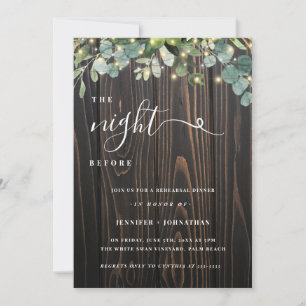 Greenery String Lights Rehearsal Dinner Invitation