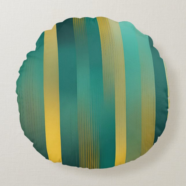 Greenery Stripes AI art  Round Cushion (Front)
