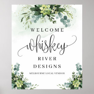 Greenery succulent bridal shower welcome sign