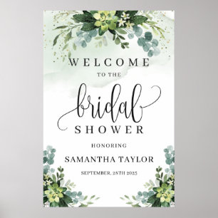 Greenery succulent bridal shower welcome sign
