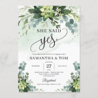 Greenery succulent foliage flowers she said yes