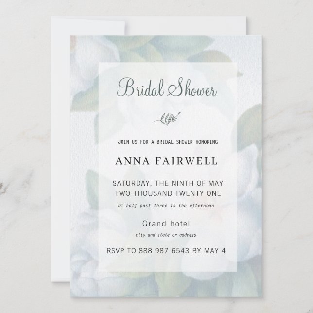 Greenery Succulent Leaf Mint Watercolor Botanical  Invitation (Front)
