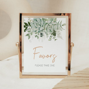 Greenery Succulents Baby Shower Favors Poster