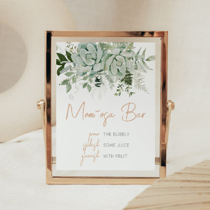 Greenery Succulents Baby Shower Mum Osa Bar Poster