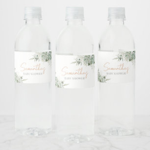 Greenery Succulents Baby Shower  Water Bottle Label