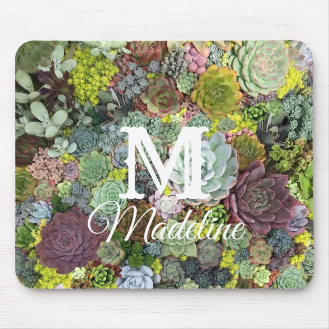 Greenery Succulents Mouse Mat (Front)