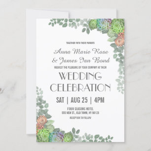 Greenery Succulents Wedding Invitations