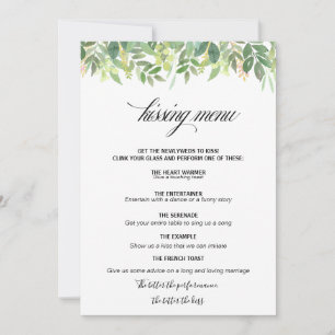Greenery Summer Destination Kissing Menu