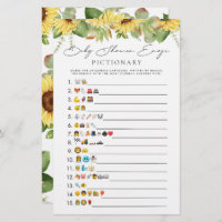 Greenery Sunflower Baby Shower Emoji Game