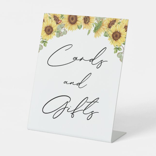 Greenery Sunflower Cards Gifts Baby Shower Pedestal Sign (Front)