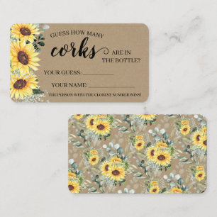 Greenery Sunflower How many Corks Shower game card