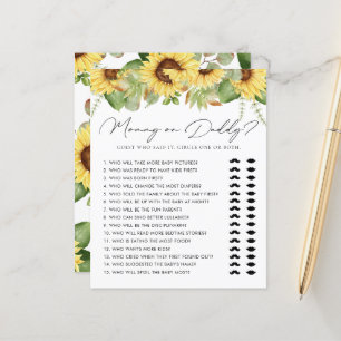 Greenery Sunflower Mummy or Daddy Baby Shower Game