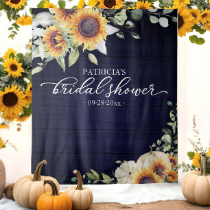 Greenery Sunflowers Fall Bridal Shower Backdrop Tapestry