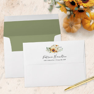 Greenery Sunflowers Fall Bridal Shower Envelope