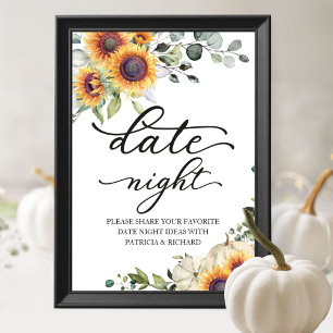 Greenery Sunflowers Fall Date Night Jar Sign