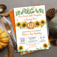 Greenery Sunflowers Fall Pumpkin First Birthday