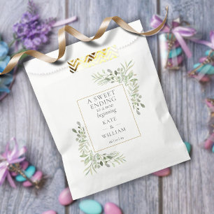 Greenery Sweet Ending New Beginning Wedding Favour Bags