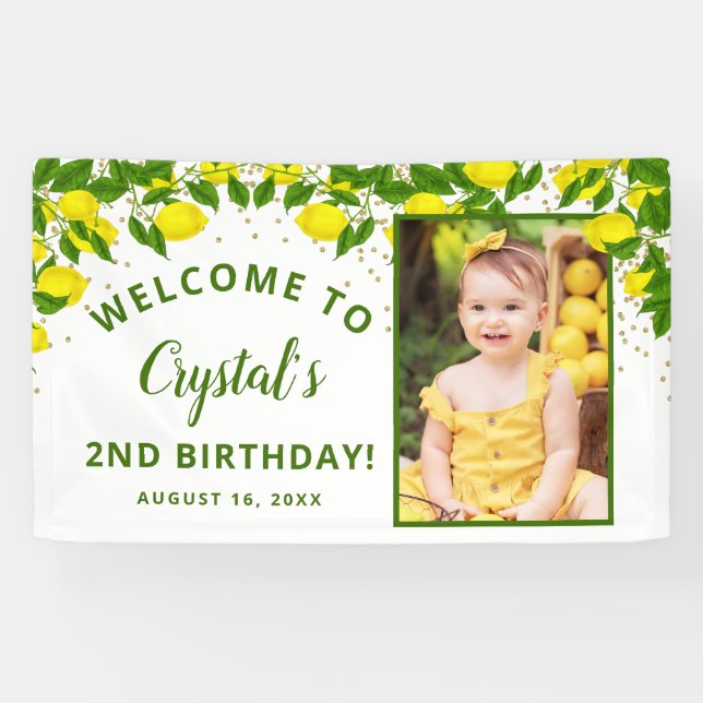 Greenery Sweet Lemon Birthday Welcome Photo  Banner (Horizontal)