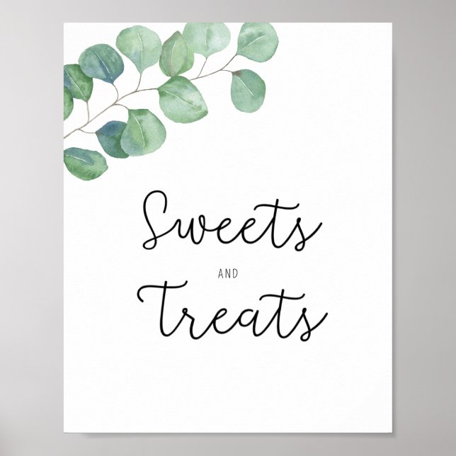 Greenery - sweets and treats baby shower poster (Front)