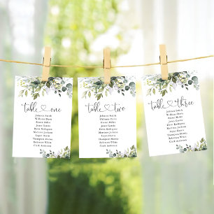 Greenery Table Number 2 Seating Chart