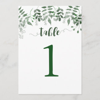 Greenery Table Number 5x7