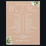 Greenery Tan Wedding Schedule Timeline<br><div class="desc">This stylish tan greenery wedding schedule-timeline can be personalised with your wedding details in chic typography. Designed by Thisisnotme©</div>