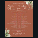 Greenery Terracotta Wedding Schedule Timeline<br><div class="desc">This stylish terracotta greenery wedding schedule-timeline can be personalised with your wedding details in chic typography. Designed by Thisisnotme©</div>