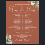 Greenery Terracotta Wedding Schedule Timeline<br><div class="desc">This stylish terracotta greenery wedding schedule-timeline can be personalised with your wedding details in chic typography. Designed by Thisisnotme©</div>