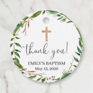 Greenery Thank You Baptism Favour Tags, Communion Favour Tags