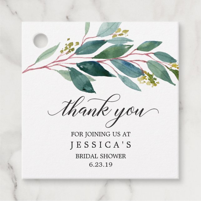 Greenery Thank You Favour Tag (Front)