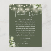 Greenery Thank You Olive Green Wedding Place Card