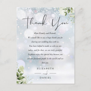 Greenery Thank You Winter Wedding Place Card