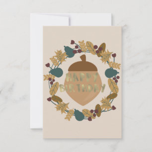 Greenery Thanksgiving Fall Birthday Gold Wreath Card
