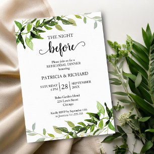 Greenery The Night Before Rehearsal Dinner Invitation