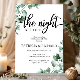 Greenery The Night Before Rehearsal Dinner Invitation