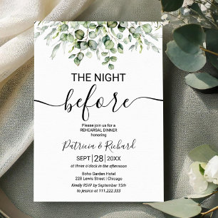 Greenery The Night Before Rehearsal Dinner Invitation