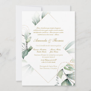  Greenery theme spanish wedding invitation