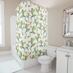 Greenery Tree-Frog Pattern Design Shower Curtain
