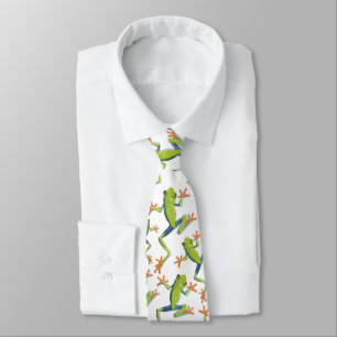 Greenery Tree-Frog Pattern Design Tie