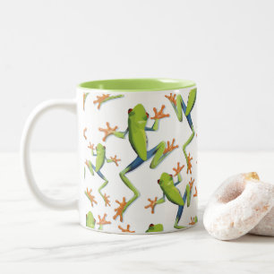 Greenery Tree-Frog Pattern Design Two-Tone Coffee Mug