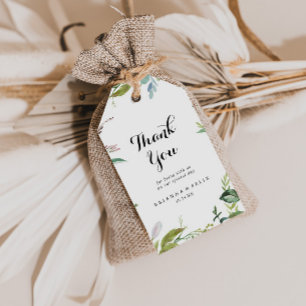 Greenery Tropical Calligraphy Wedding Thank You Gift Tags