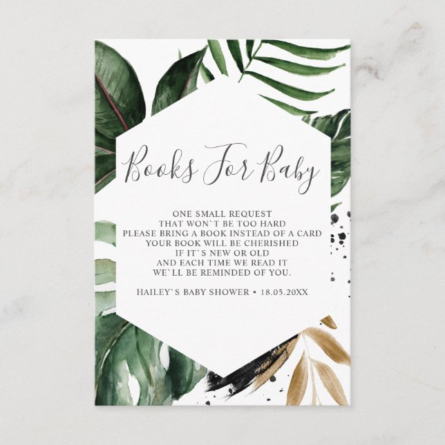 Greenery Tropical Geometric Books For Baby Enclosure Card (Front)