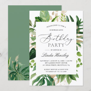 Greenery Tropical Leaves Summer Birthday Party Invitation